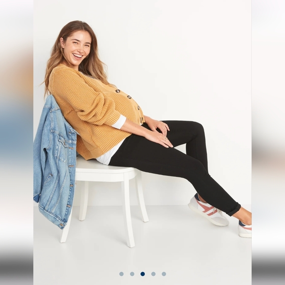 Old Navy Maternity Size 10 Black Super Skinny Rockstar Jeans Full Panel Jegging - Picture 3 of 9